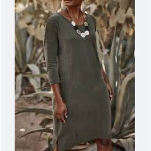 J.Jill Pure Jill Sand Washed Slub Knit Dress Soft Wood Bin L NWT in packaging